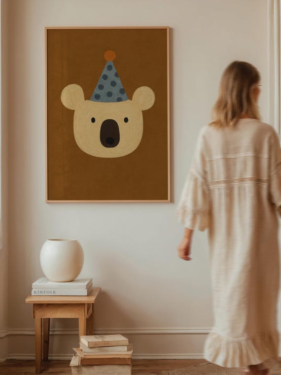 Party Bear Nursery Art Fun Kids Room Decor