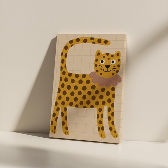 Leopard Canvas Wall Art Cute Jungle Safari Print For Kids Room Unframed Matte Nursery Baby Or Animal Decor