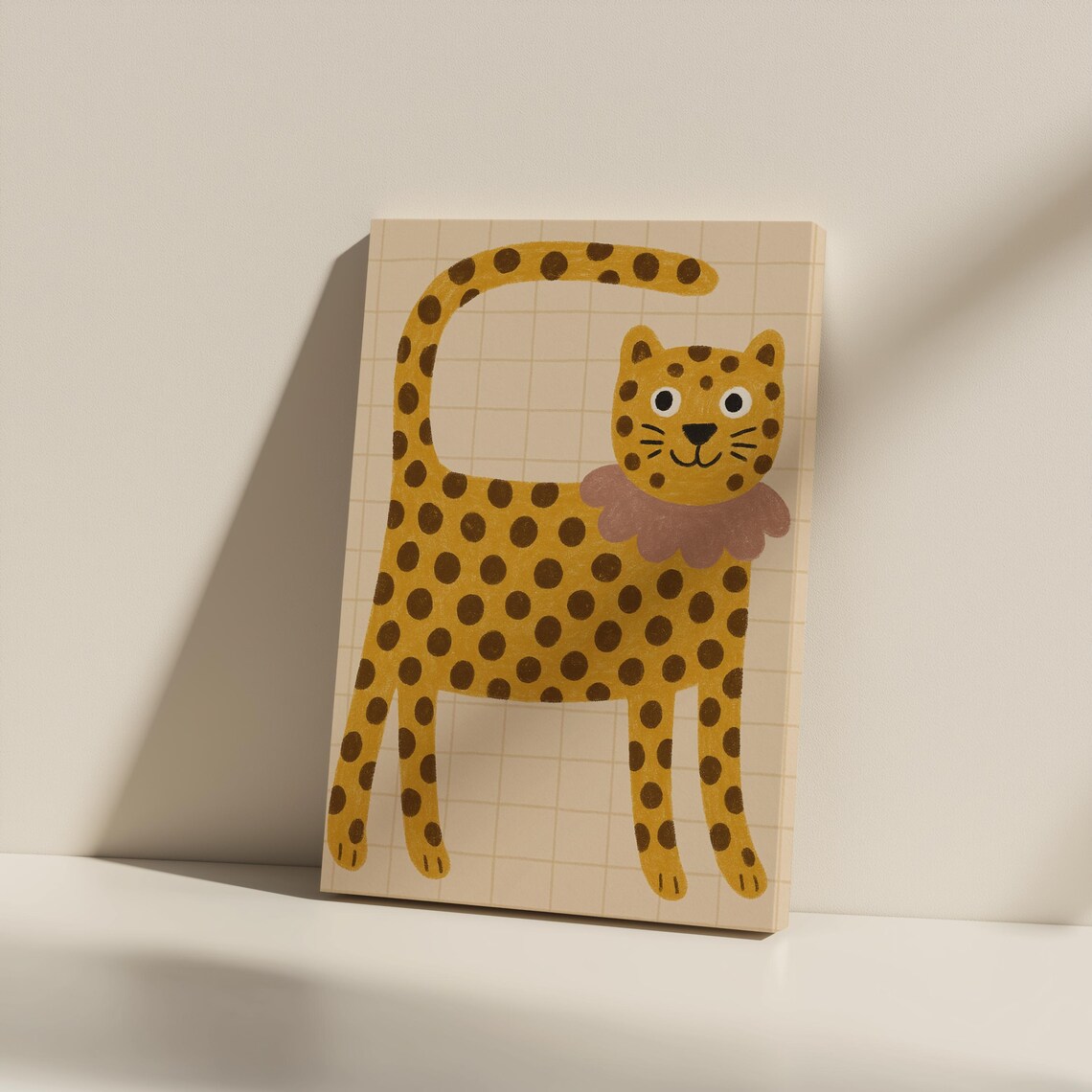 Cute Spotted Cheetah Jungle Cat Cartoon Kids Safari Wall Art