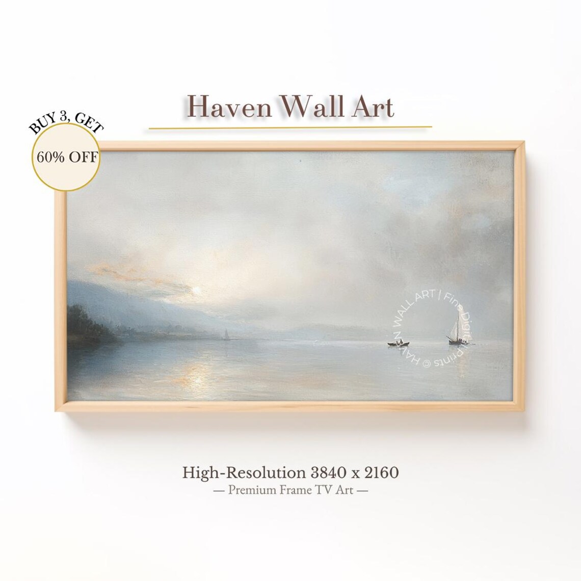 Morning Light Over Still Waters Vintage Sailing Boat Oil Painting Samsung Frame Tv Art Fisherman Landscape Tub127