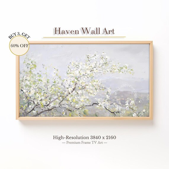 Spring Blossoms Impressionist Frame Tv Art Textured Oil Painting Wallpaper Tsl076