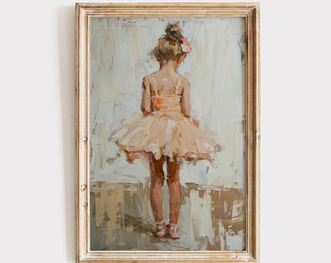 Ballerina Painting, Vintage Girl Nursery Art Print
