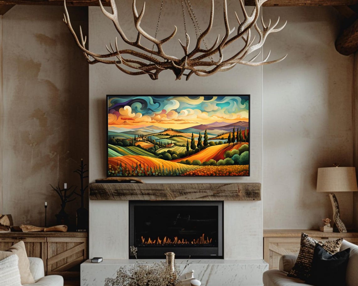 Tuscany Italy Rolling Hills Cypress Trees Golden Fields Wall Art - Image 2