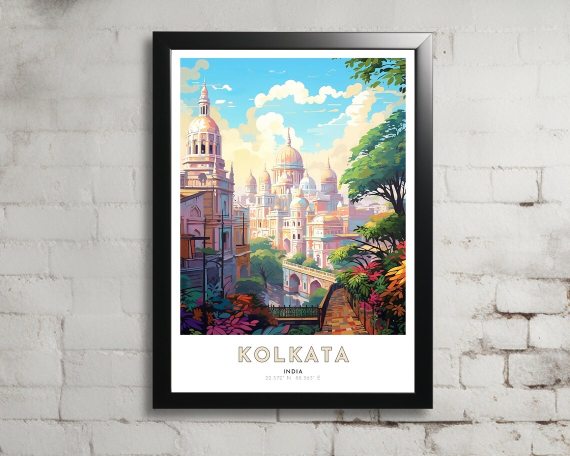 Kolkata India Domed Colonial Buildings Garden City Art Poster