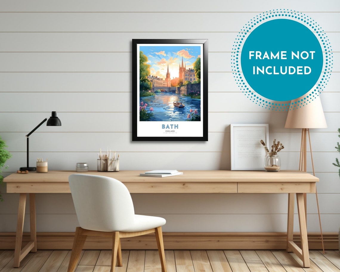 Bath England River Sunset Rowboat Bridge Spires Golden Poster - Image 2