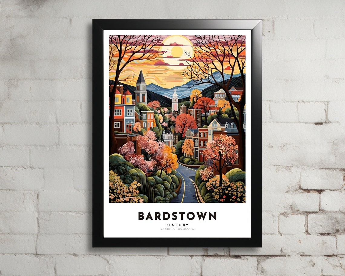 Bardstown Kentucky Small Town Sunset Rolling Hills Art Poster