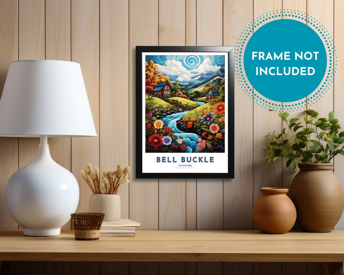 Bell Buckle Tennessee Mountain Cabin Stream Wildflowers Travel Poster - Image 2