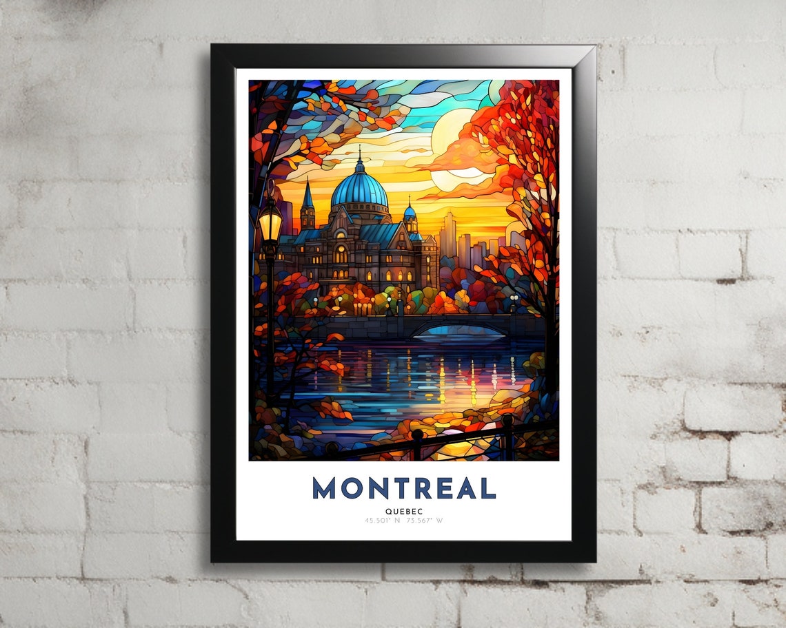 Montreal Travel Poster Of Quebec Art Nouveau Gift For Lovers Of Montreal Quebec Wall Art Decor Of Montreal Painting