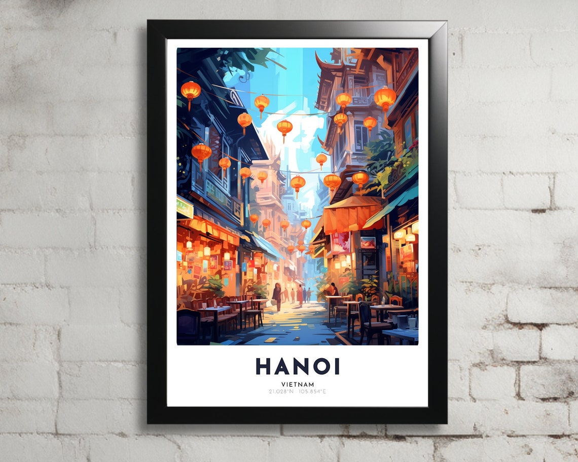 Hanoi Travel Poster Of Vietnam Art Nouveau Gift For Lovers Of Hanoi Vietnam Wall Art Decor Print Of Red River Delta Painting