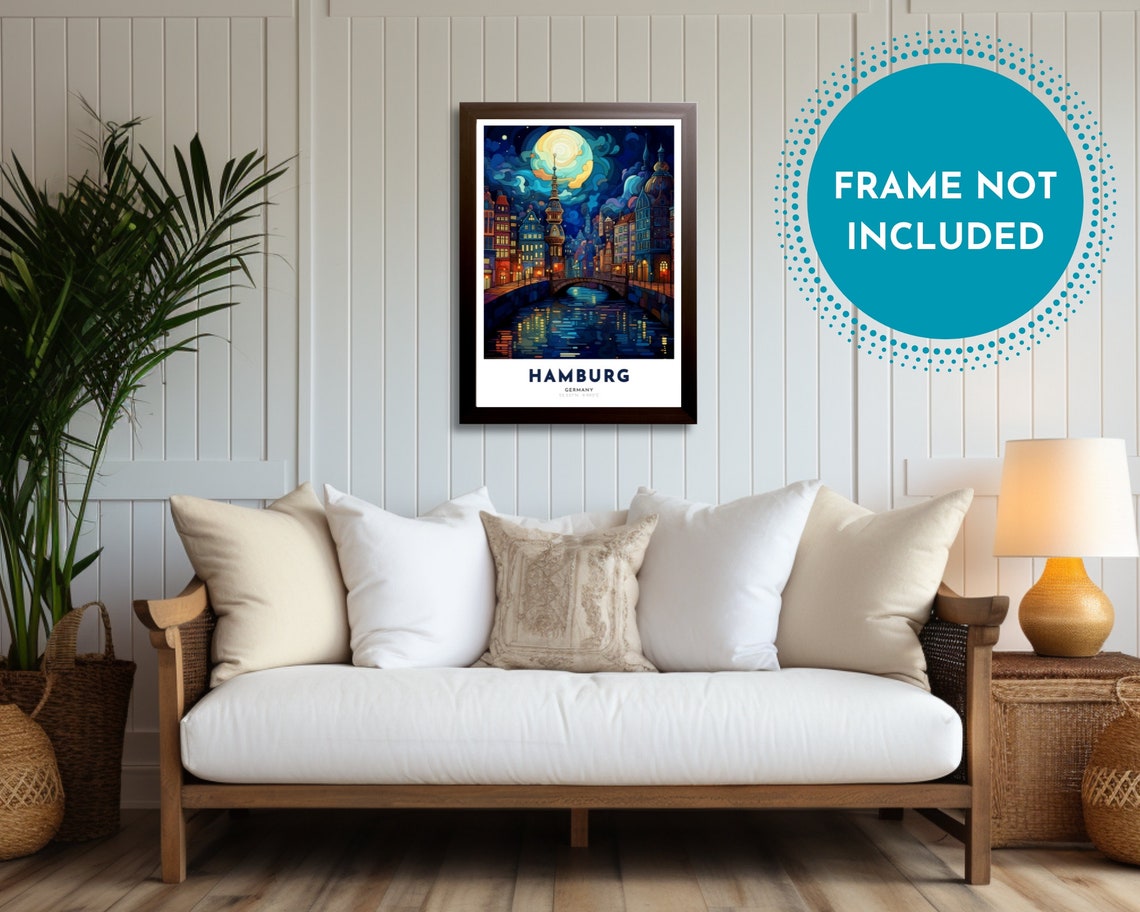 Hamburg Germany Art Nouveau Travel Poster Hamburg Print Hamburg Wall Art Hamburg Painting Hamburg Gift Germany Print - Image 4