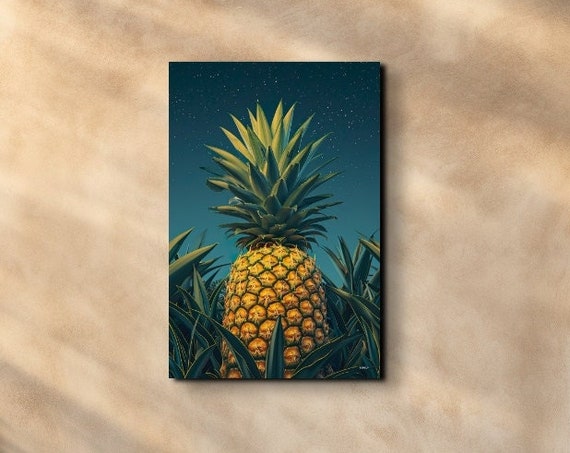 Pineapple Painting Pineapple Art Print Beach House Decor Hawaiian Decor Tropical Painting Fruit Painting Portrait