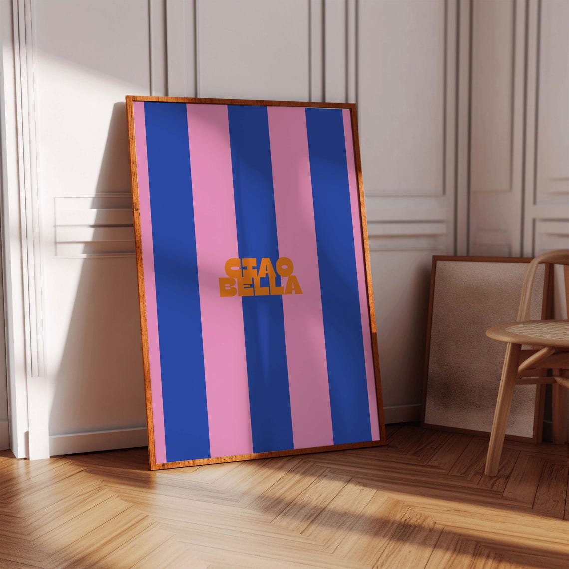Ciao Bella Print Preppy Poster European Summer Print Blue Pink Sweet Life Poster Stripe Wall Art Girly Euro Holiday Print Colourful Poster - Image 5