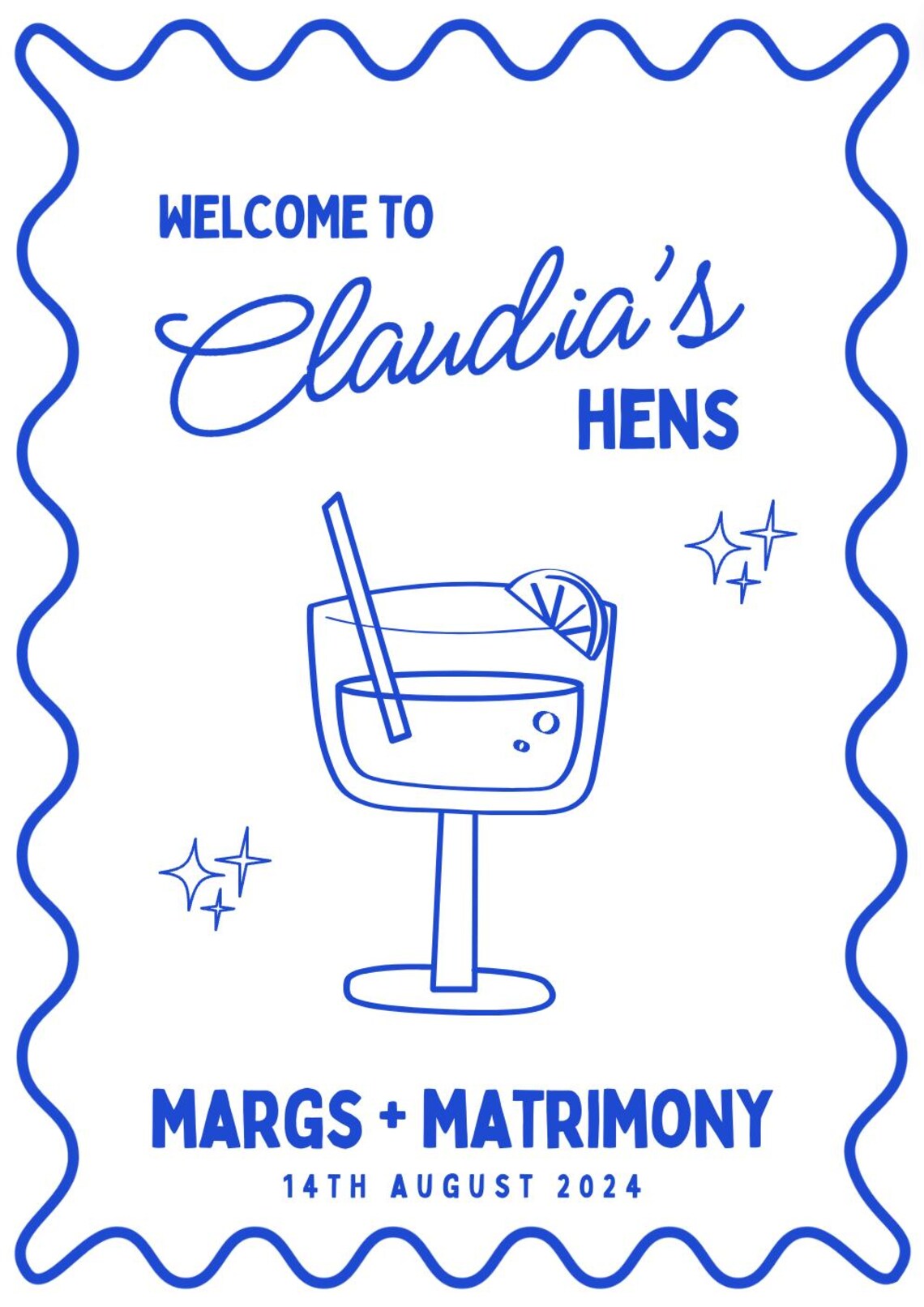 Wavy Border Hens Party Welcome Sign Template - Image 6