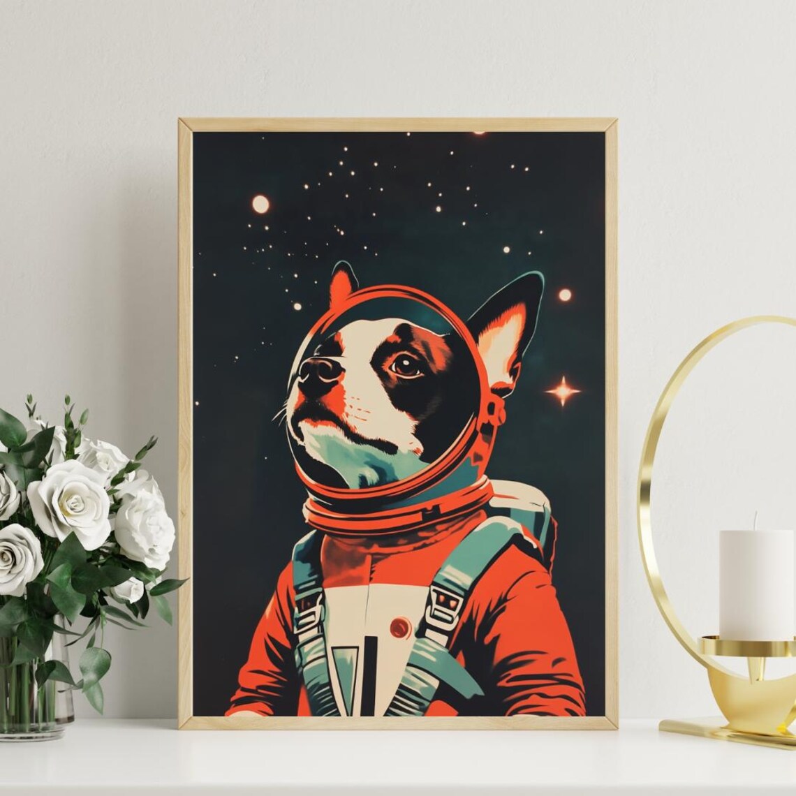 Boston Terrier Astronaut Retro Space Poster Print - Image 3
