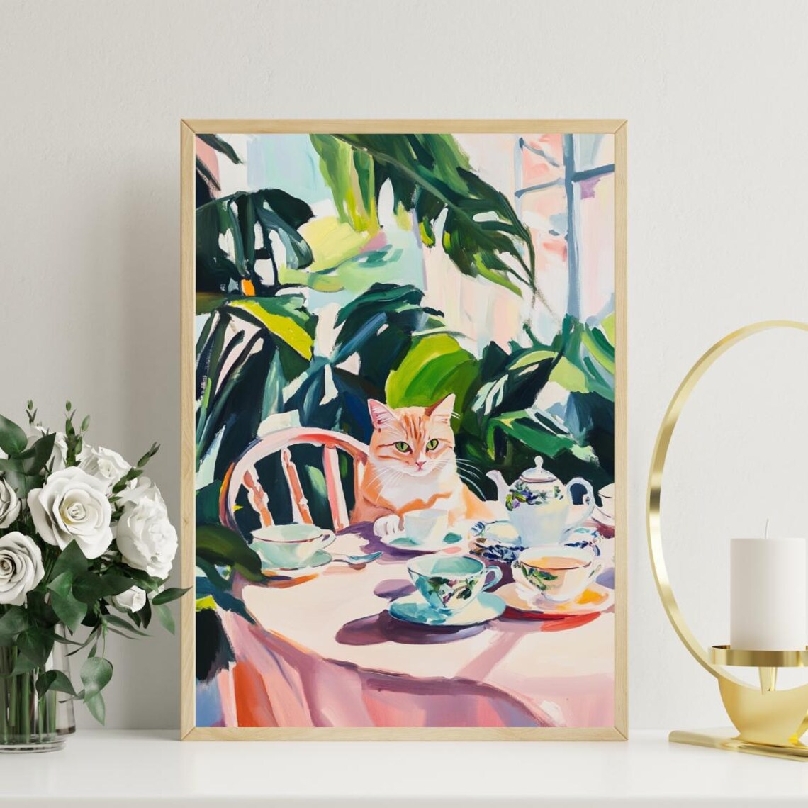 Retro British Shorthair Poster British Shorthair Oil Painting Vintage British Shorthair Poster Cat Dining Room Wall Art Retro Cat Poster - Image 3