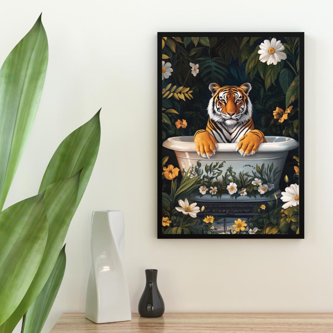 Tiger In Bathtub Funny Bathroom Animal Poster - Image 2