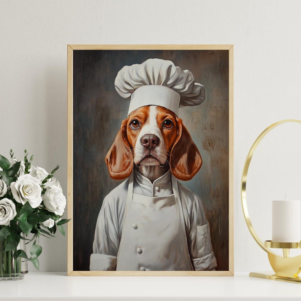 Tricolor Beagle Chef Dog Portrait Funny Pet Kitchen Art Poster - Image 3