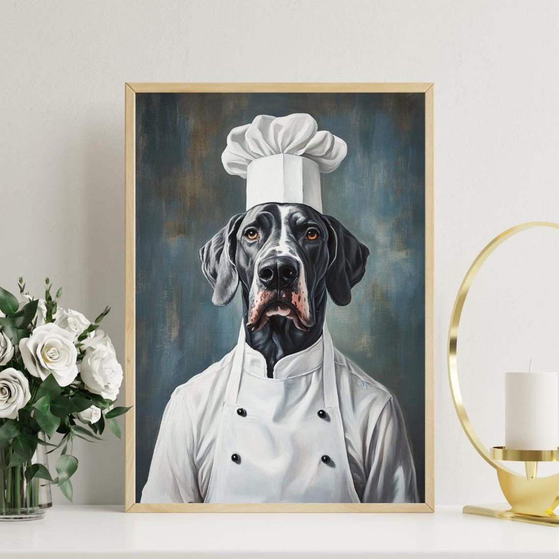 Great Dane Chef Dog Portrait Classic Painted Kitchen Art Poster - Image 3