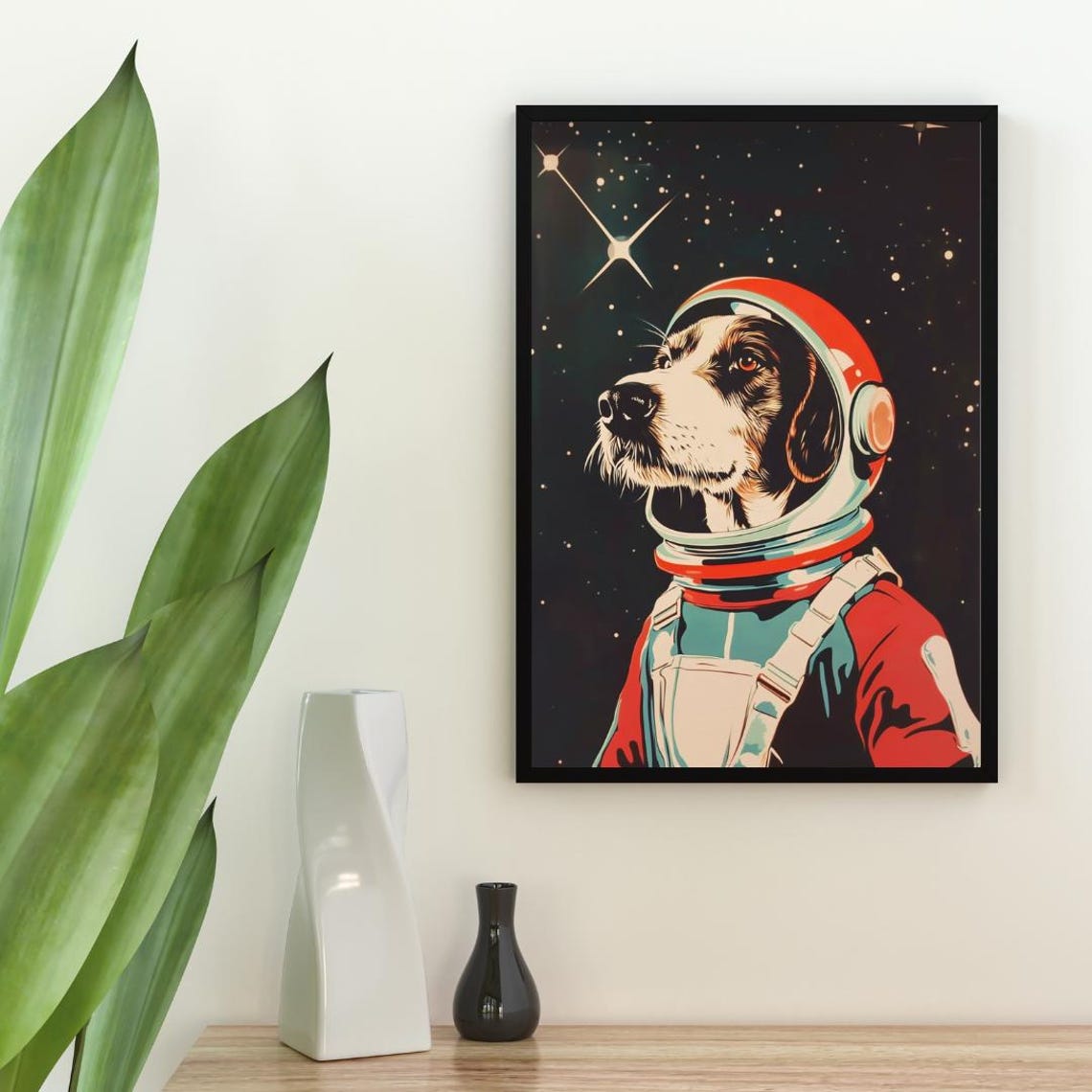 German Wirehaired Pointer Astronaut Poster German Wirehaired Pointer Retro Print Dog Retro Space Poster Funny Dog Poster Andy Warhol Art - Image 2