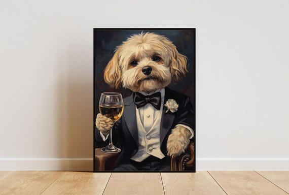 Havanese In Tuxedo Poster Pet Poster Havanese In Suit Print Dog Wall Art Havanese Portrait Dog Living Room Poster Funny Havanese Art