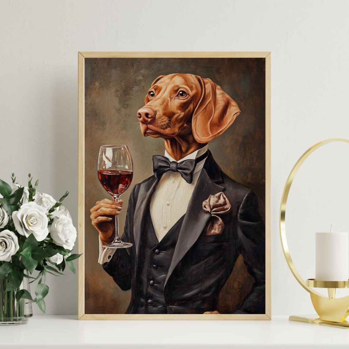 Vizsla In Tuxedo Art Print, Dog Portrait - Image 3