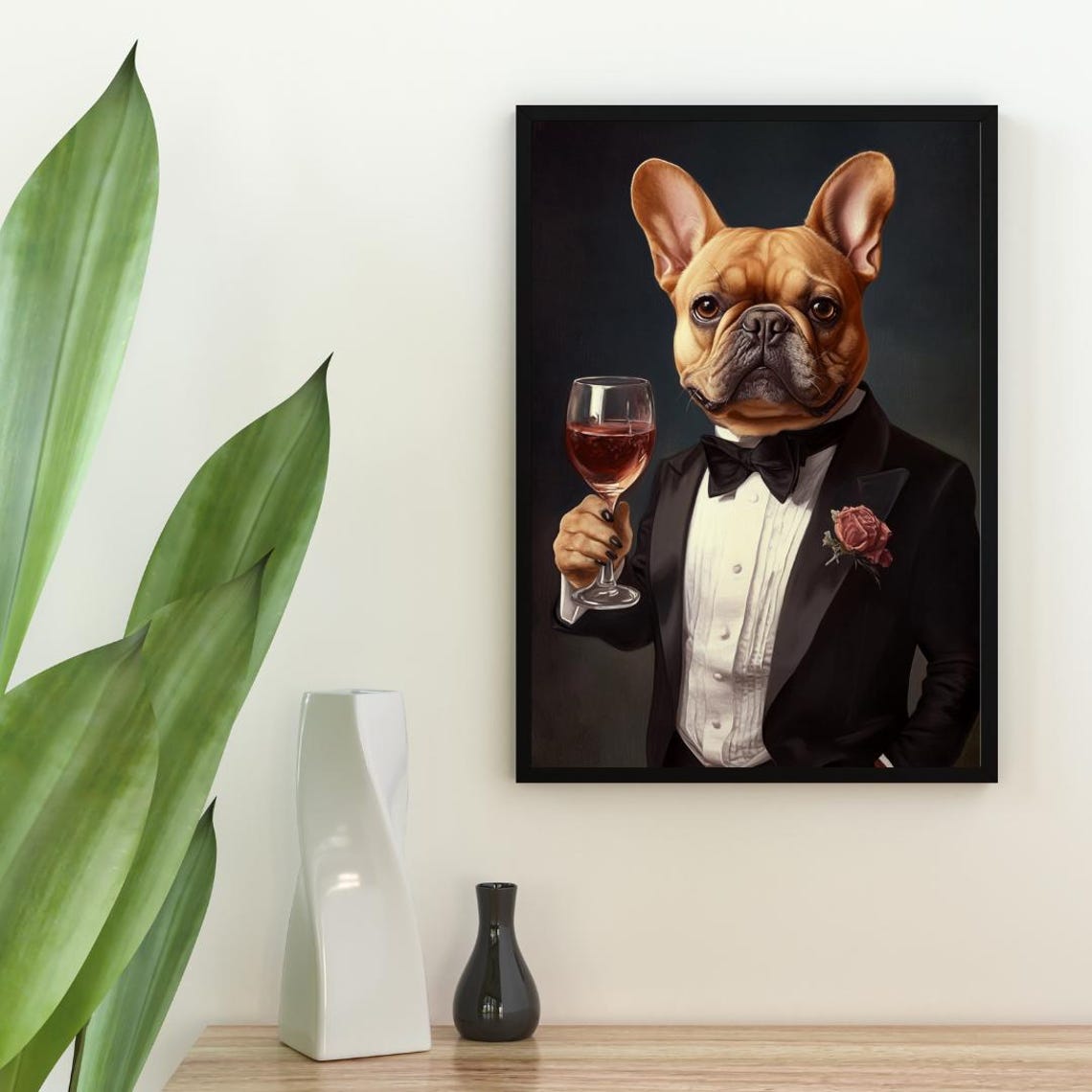 French Bulldog In Tuxedo Poster Dog Poster French Bulldog In Suit Print Dog Wall Art Frenchie Portrait Dog Funny French Bulldog Art - Image 2
