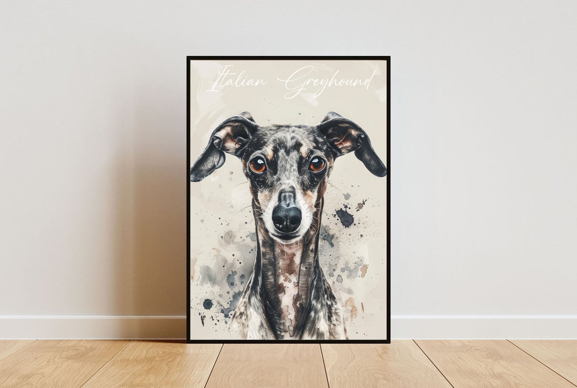 Italian Greyhound Poster Dog Poster Italian Greyhound Print Dog Wall Art Personalised Dog Photo Italian Greyhound Watercolour Pet