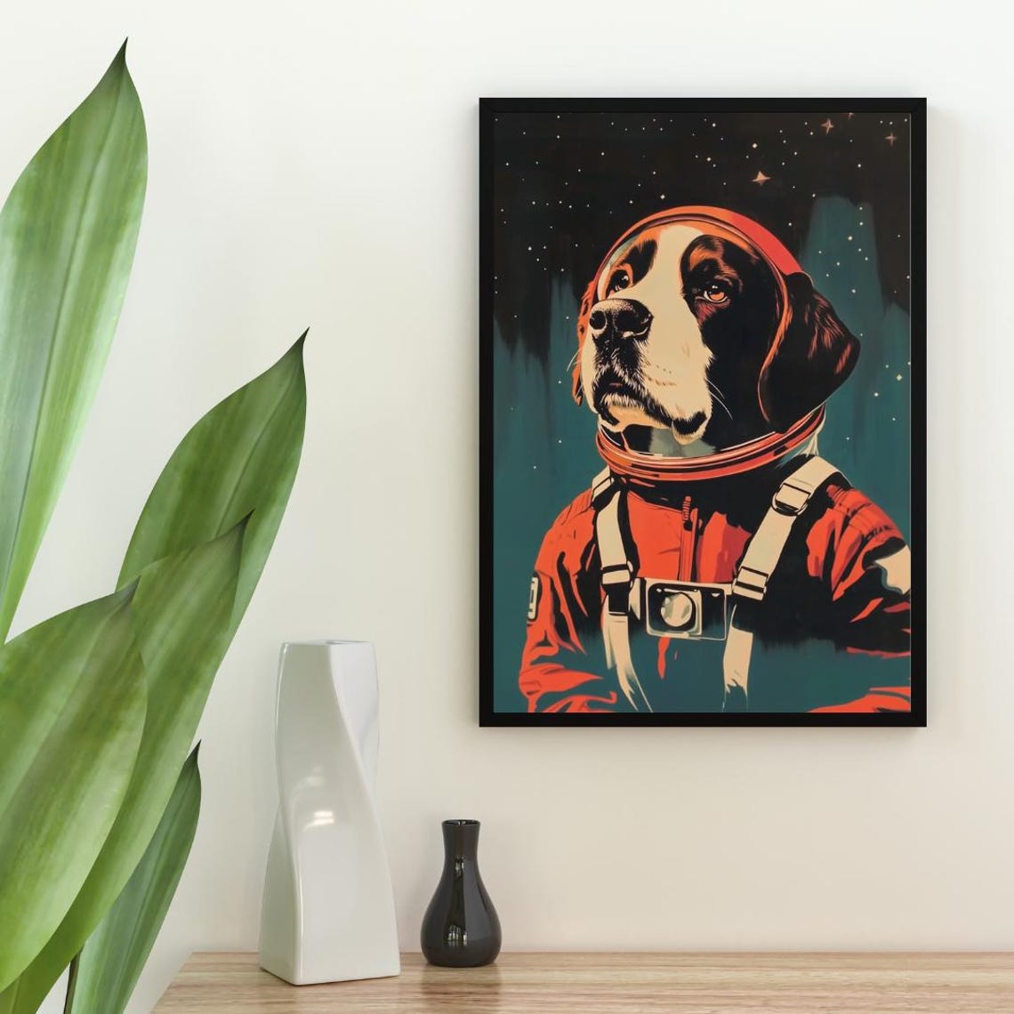 Beagle Astronaut Starry Night Vintage Retro Space Portrait Poster - Image 2