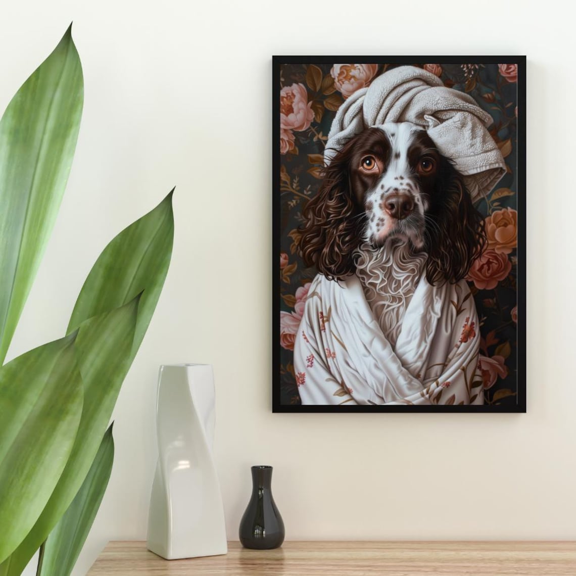 English Springer Spaniel In Bathrobe Poster Print - Image 2