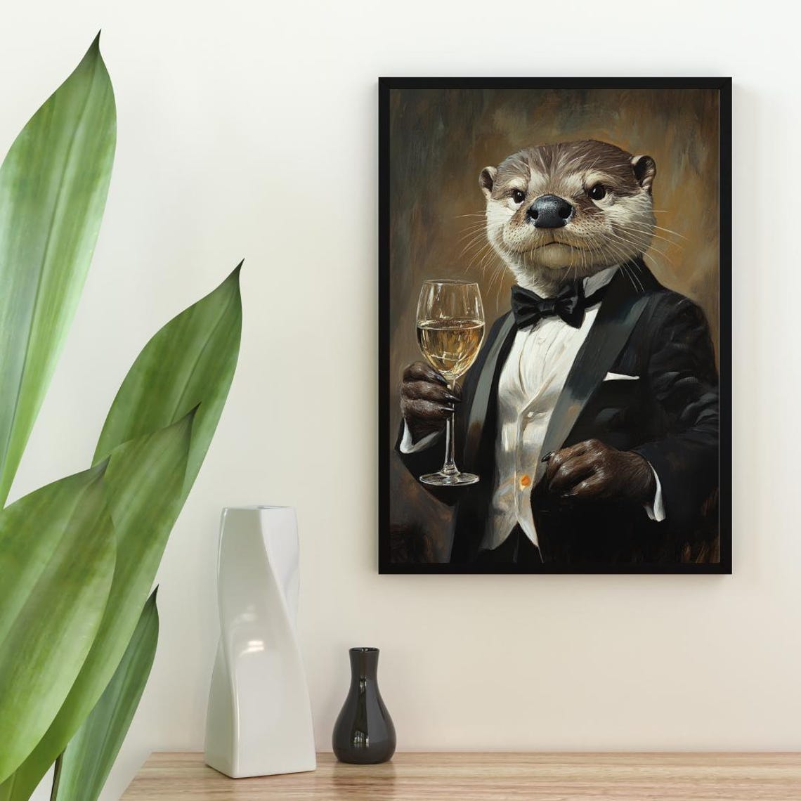Otter In Tuxedo Poster Animal Poster Otter In Suit Print Otter Portrait Animal Living Room Poster Funny Otter Print Otter Poster - Image 2