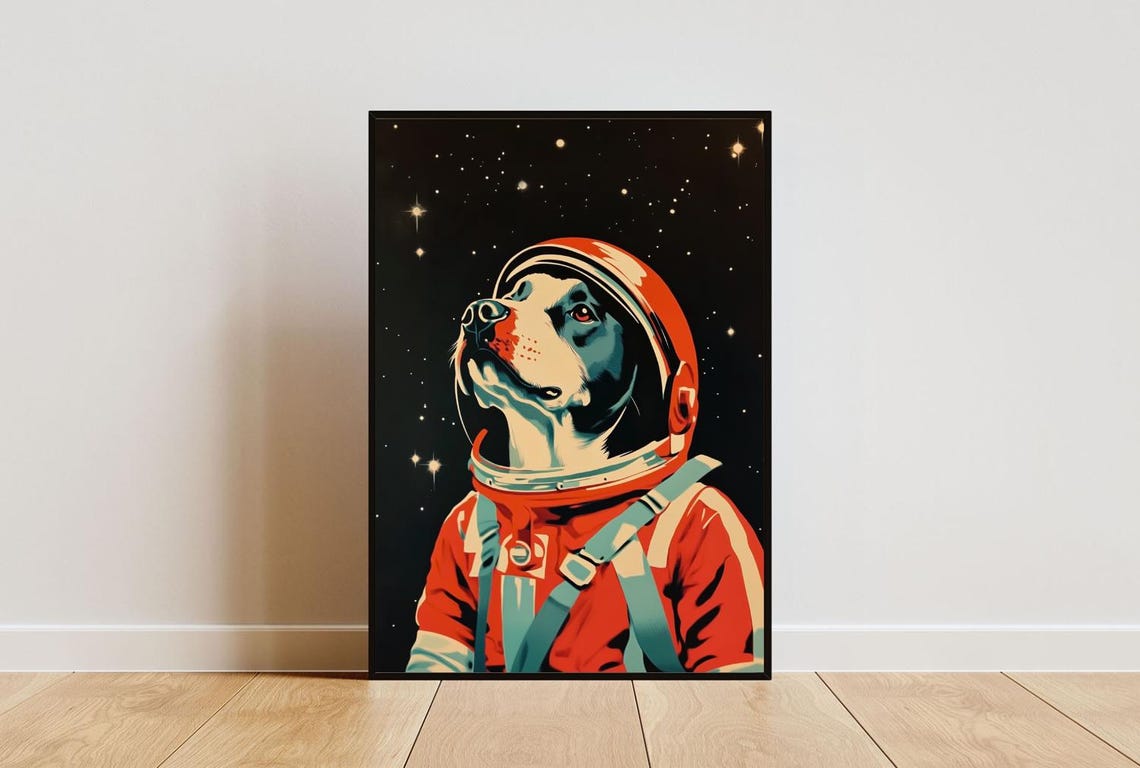 Cane Corso Astronaut Poster Cane Corso Retro Print Cane Corso Portrait Dog Retro Space Poster Funny Dog Poster Andy Warhol Style Print
