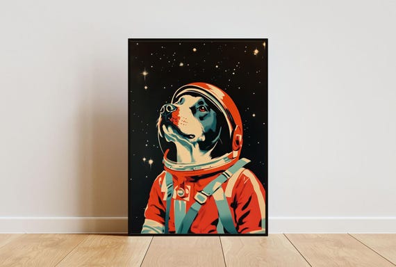 Cane Corso Astronaut Poster Cane Corso Retro Print Cane Corso Portrait Dog Retro Space Poster Funny Dog Poster Andy Warhol Style Print