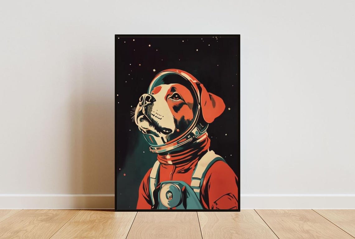 Boxer Dog Astronaut Retro Space Pop Art Poster for Dog Lovers