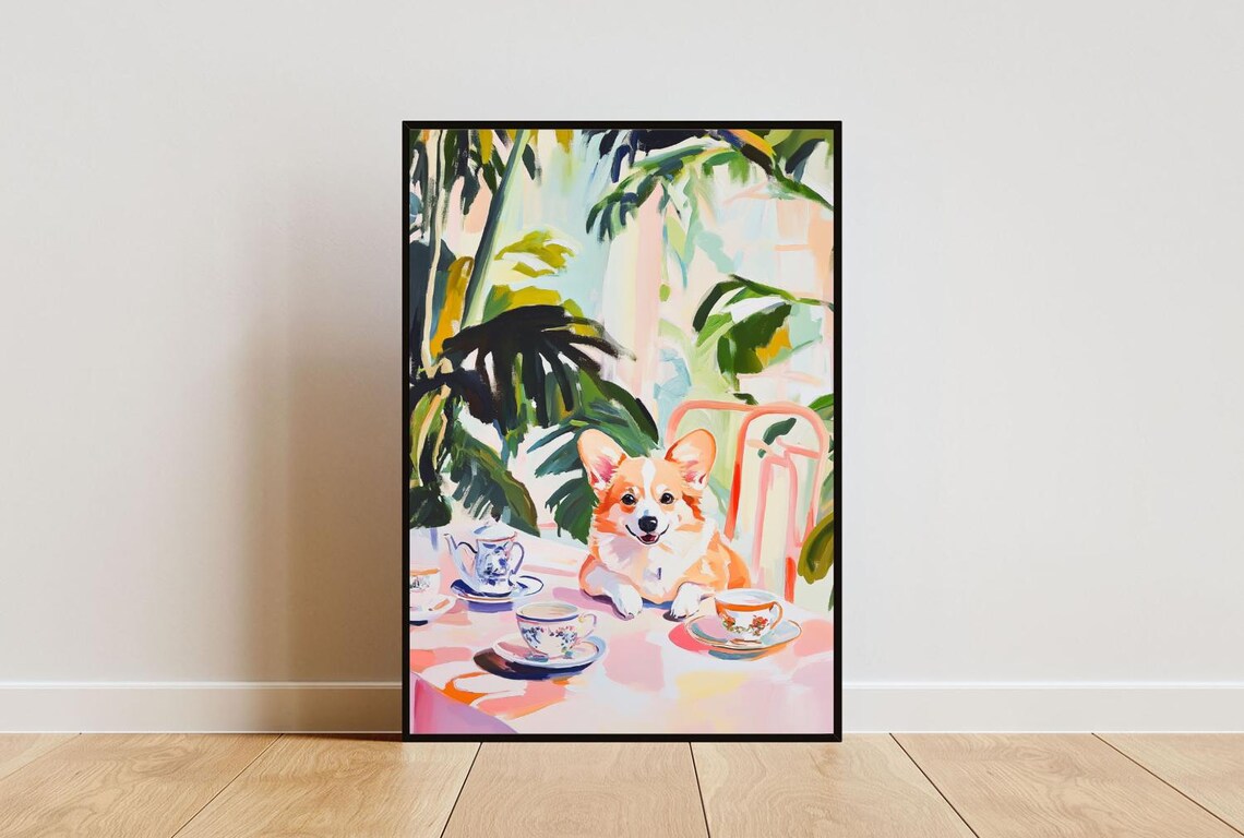 Retro Pembroke Welsh Corgi Poster, Vintage Dog Art Print
