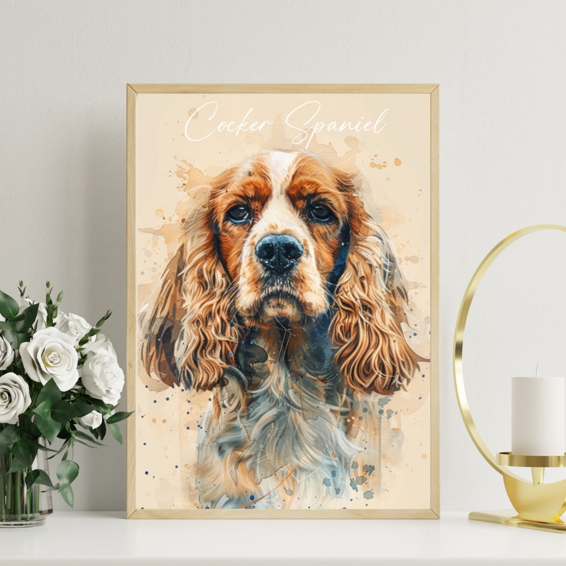 Cocker Spaniel Watercolor Portrait Golden Dog Breed Art Poster - Image 3