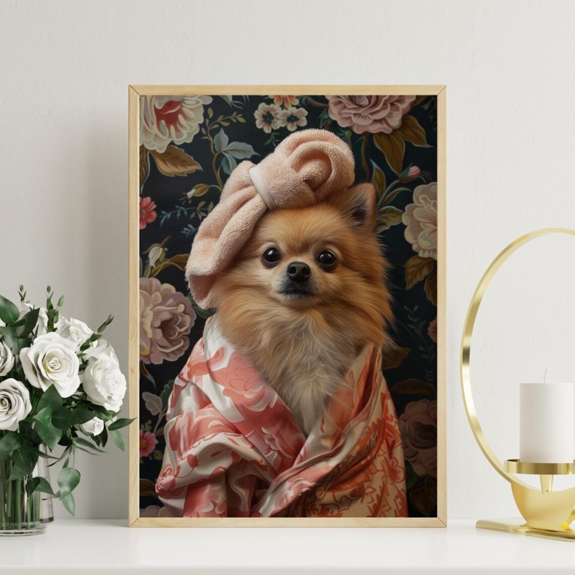 Pomeranian In Bathrobe Poster Dog Poster Pomeranian Bathroom Print Dog Wall Art Pomeranian Portrait Pet Poster Dog Bathroom Poster - Image 3