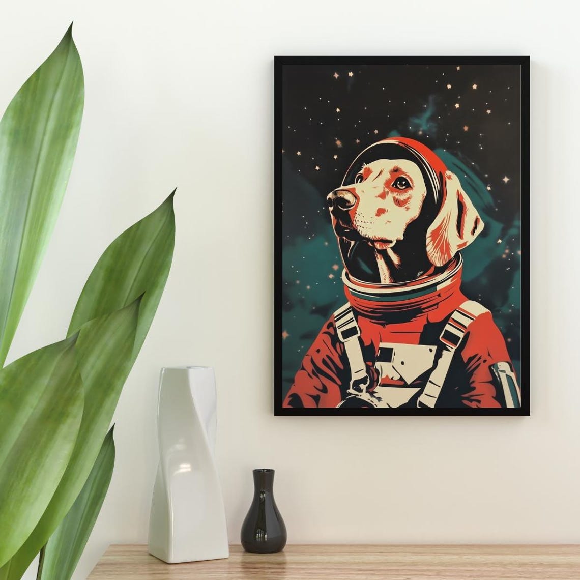 Weimaraner Astronaut Retro Space Dog Vintage Portrait Poster Gift - Image 2