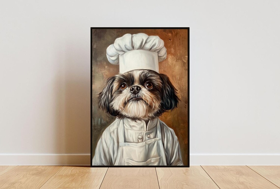 Shih Tzu Chef Dog Kitchen Poster Print