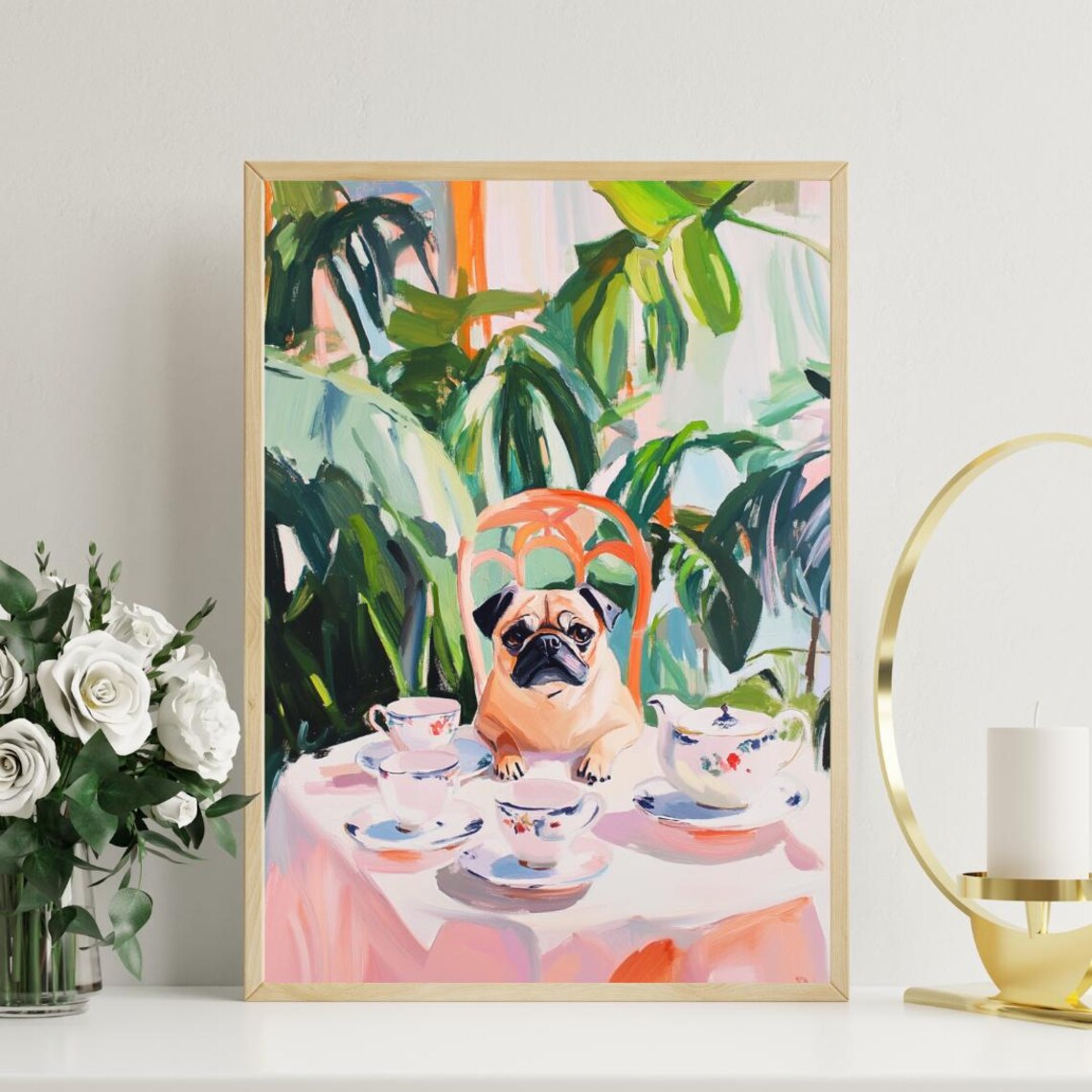 Retro Pug Oil Painting Vintage Dog Art Print - Image 3