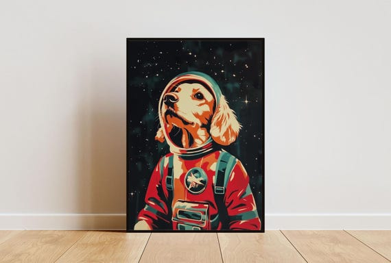 English Cocker Spaniel Astronaut Poster English Cocker Spaniel Retro Print English Cocker Spaniel Portrait Funny Dog Poster Andy Warhol