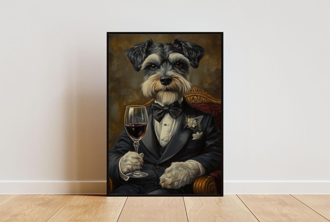 Miniature Schnauzer In Tuxedo Dog Art Print