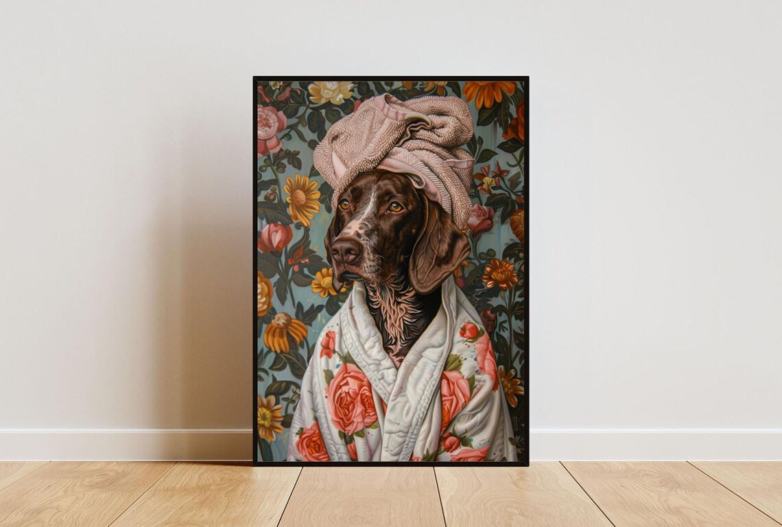 German Shorthaired Pointer Bathrobe Dog Bathroom Poster