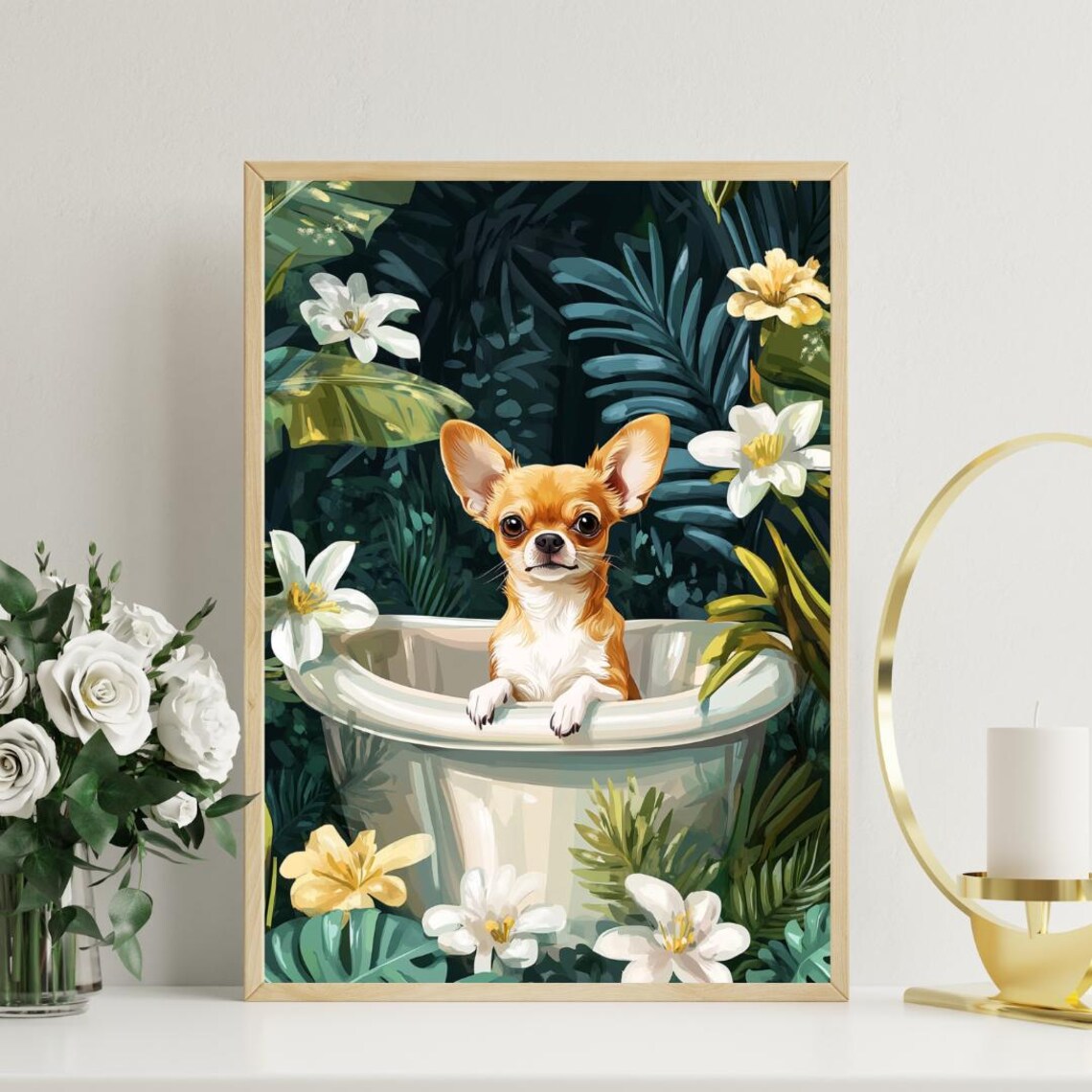 Funny Chihuahua In Bathtub Bathroom Poster - Image 3