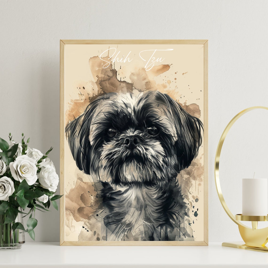 Shih Tzu Poster Dog Poster Shih Tzu Print Dog Wall Art Personalised Dog Photo Dog Shih Tzu Watercolour Customised Dog Portrait Pet - Image 3
