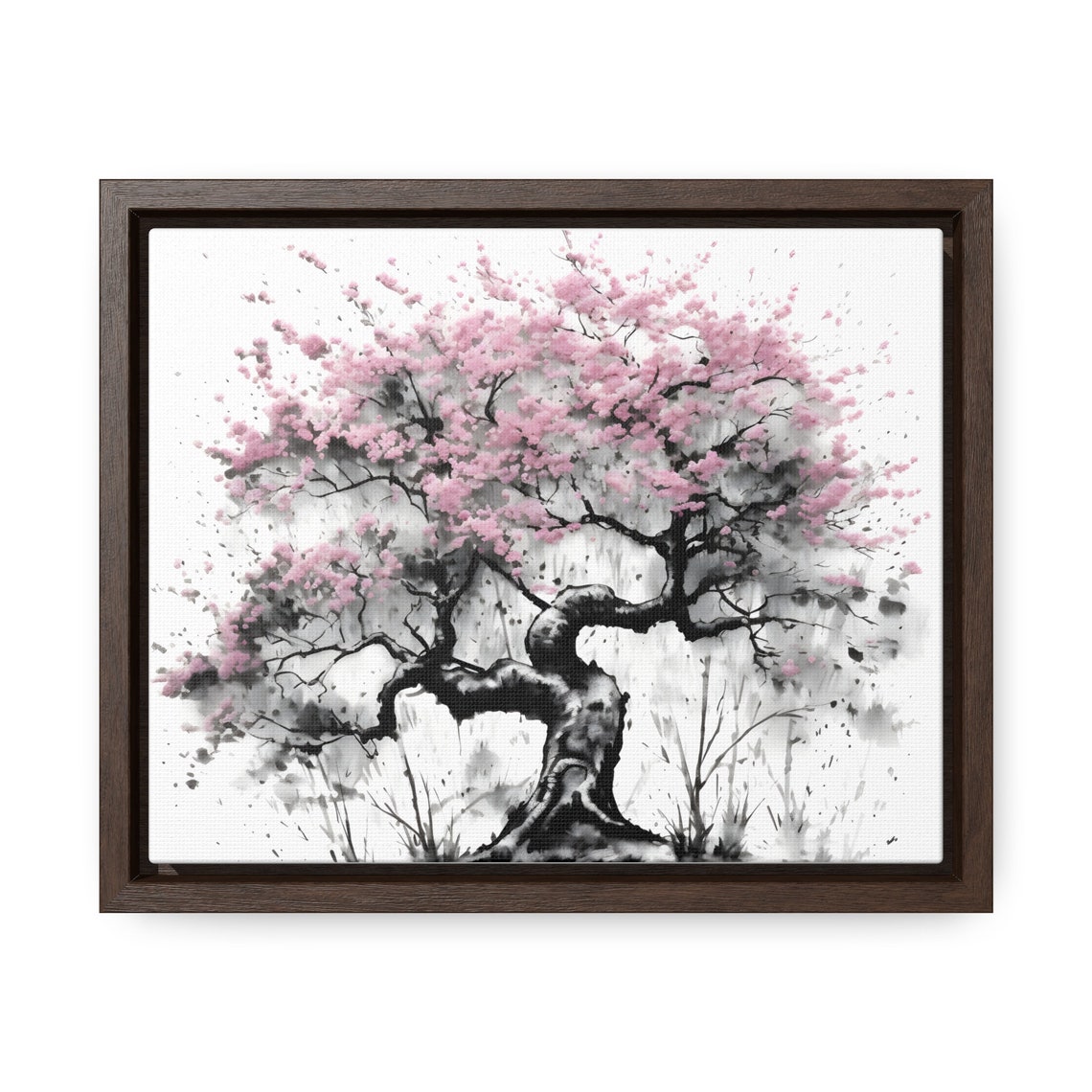Cherry Blossom Tree Japanese Ink Pink Floral Zen Style Art Poster - Image 3