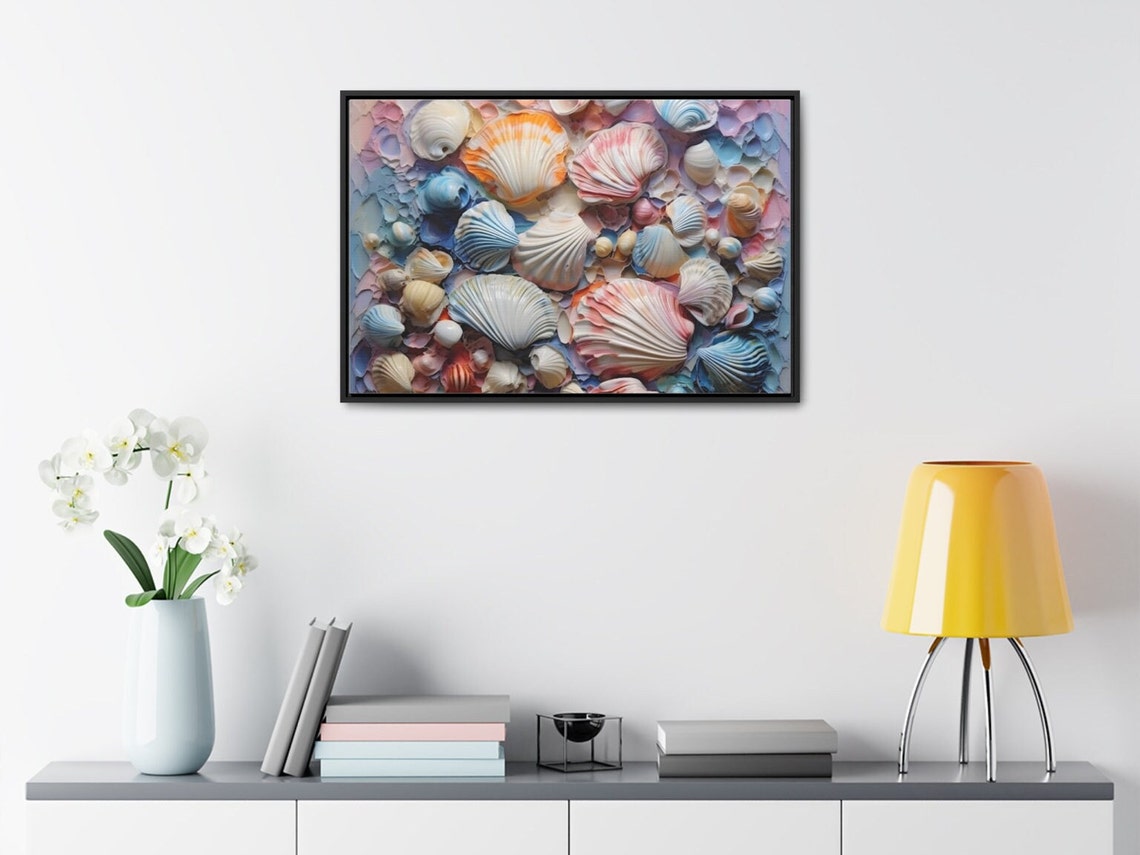 Pastel Seashell Collage Impasto Ocean Shell Texture Art Poster - Image 3