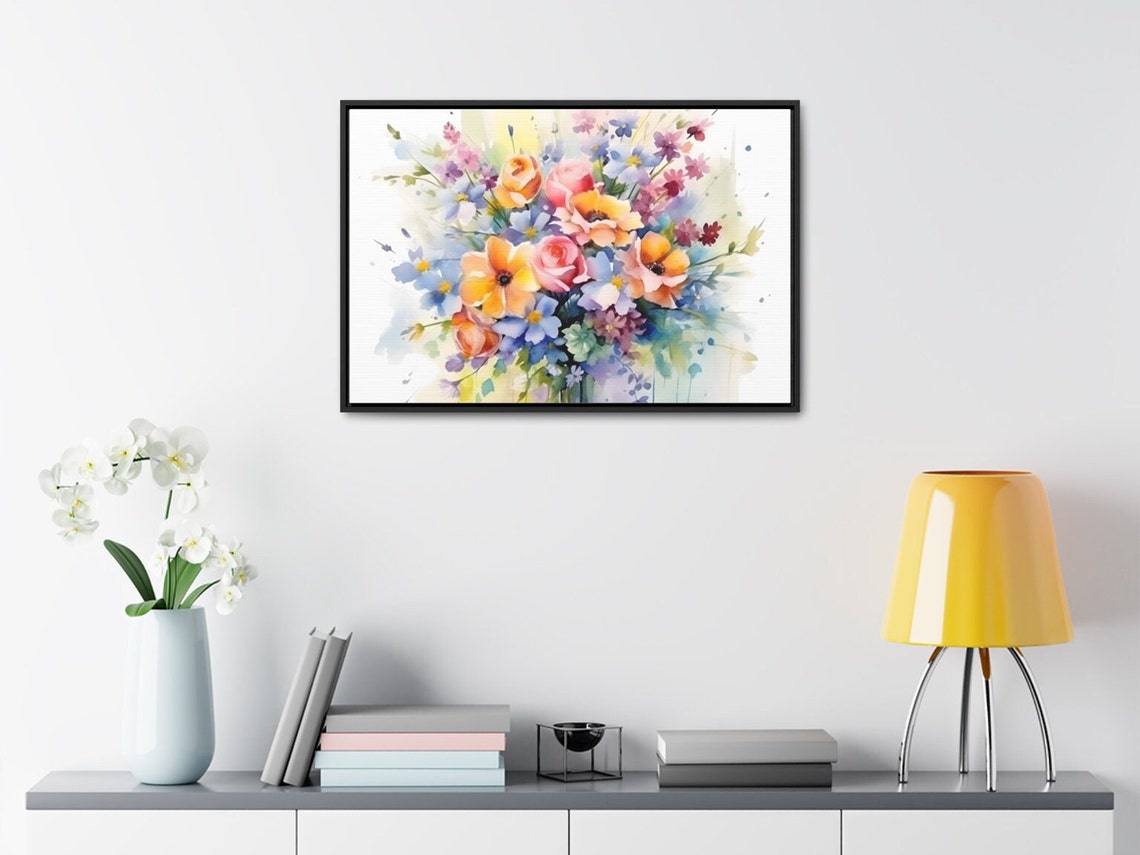 Pastel Wildflower Bouquet Watercolor Spring Floral Art Poster