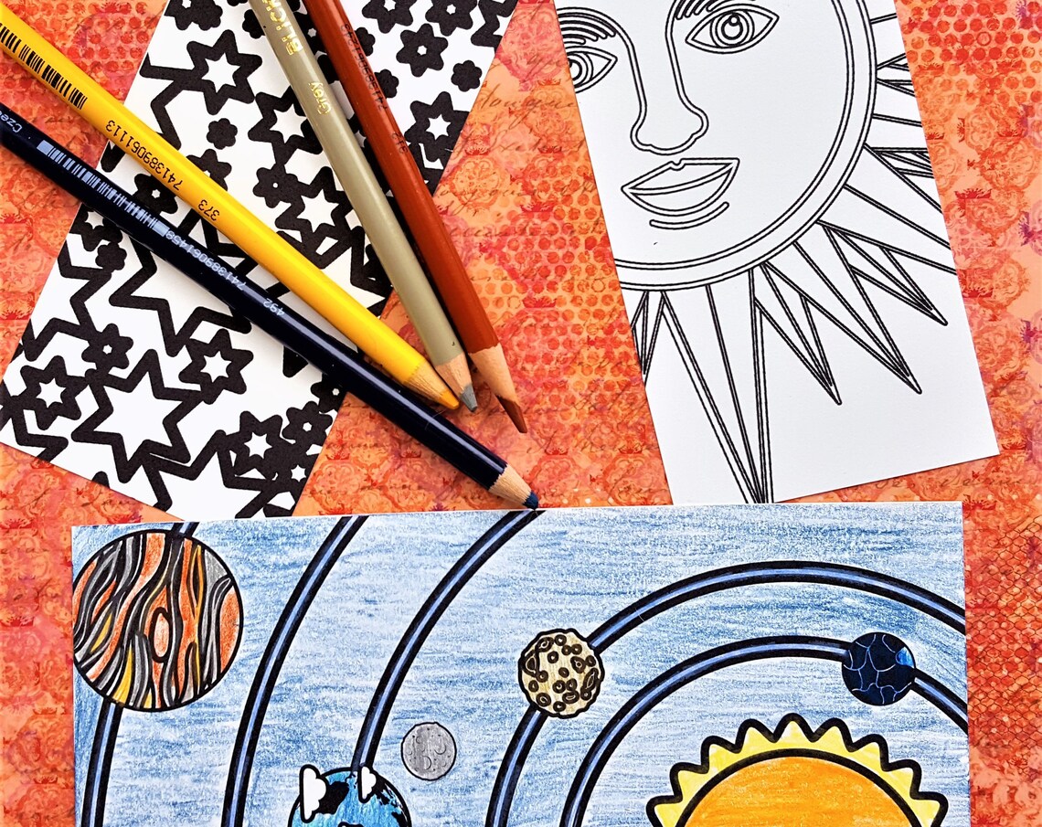 Celestial Bodies Coloring Bookmarks, Set of 6