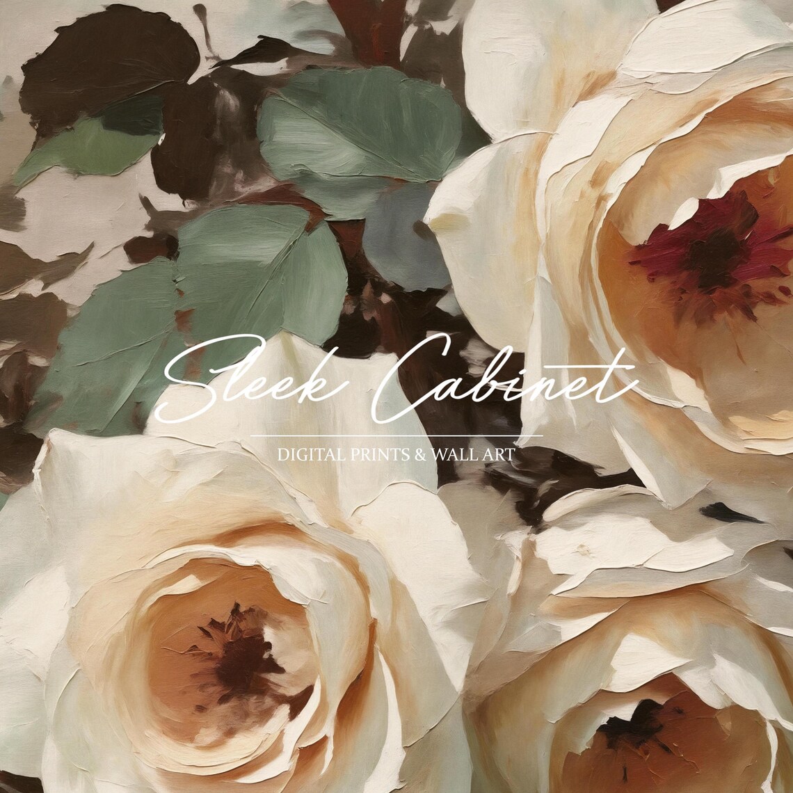 Victorian White Rose Botanical Still Life Art Print - Image 3