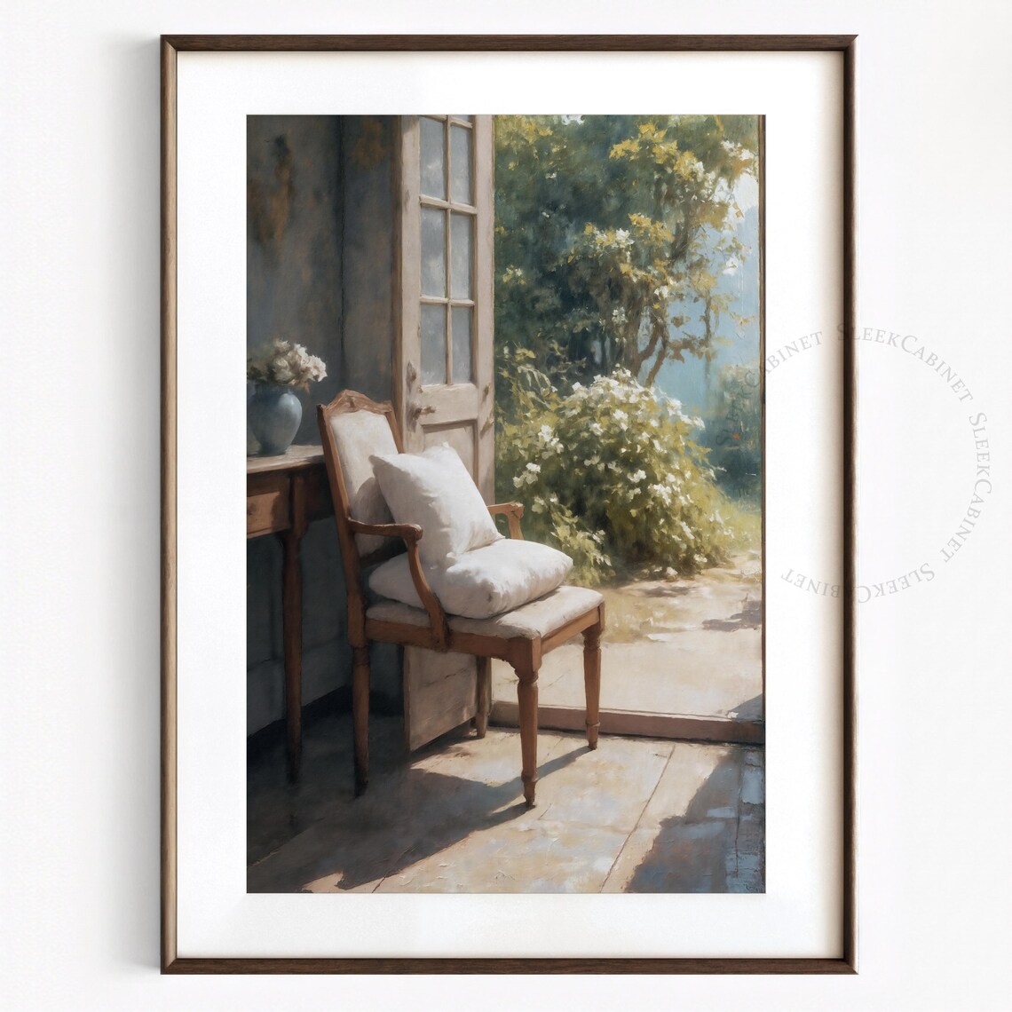 French Country Chair Print, Sunlit Garden Window - Image 2